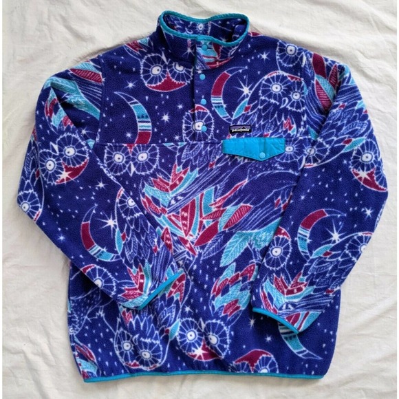 Vintage Patagonia Fleece Synchilla Jacket Rare Owl Creature Pattern womens XL